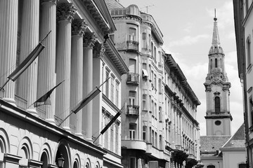 Budapest. Black and white retro style.