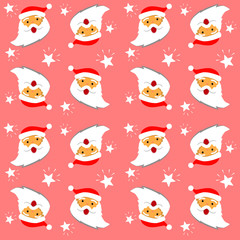  Seamlesss pattern with Santa Claus and Christmas elements. Christmas and New year decoration. Winter background. Fabric or textiles pattern. Wrapping paper vector illustration.