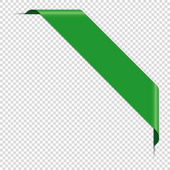 green corner ribbon banner isolated on transparent background