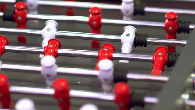 Close-up of the table football game being played