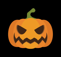 pumpkin with a scary face carved. illustration isolated on flat background. halloween party
