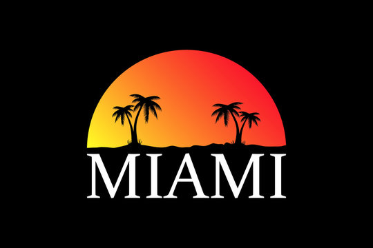 Miami -  Vector illustration design for banner, t-shirt graphics, fashion prints, slogan tees, stickers, cards, poster, emblem and other creative uses