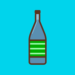 Botte of water with green label with white lines. minimalistic food icons for shop, cafe or restaurant