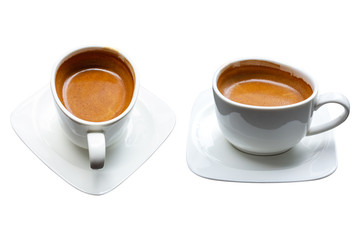 side view of espresso coffee cup isolated on white background