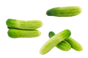 set of cucumbers isolated on white background