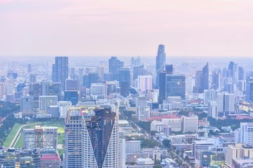 Aerial View of Bangkok Cityscape at Twilight