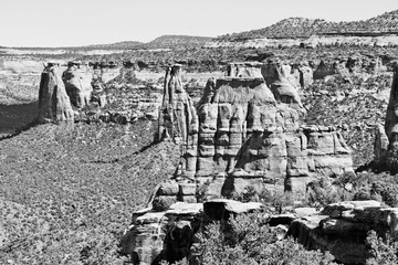 Colorado National Monument. Black and white vintage style. 