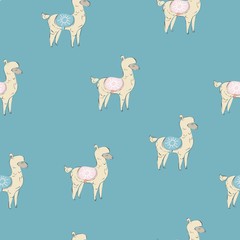 Cute Seamless simple alpaca pattern