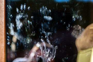 window stained by children