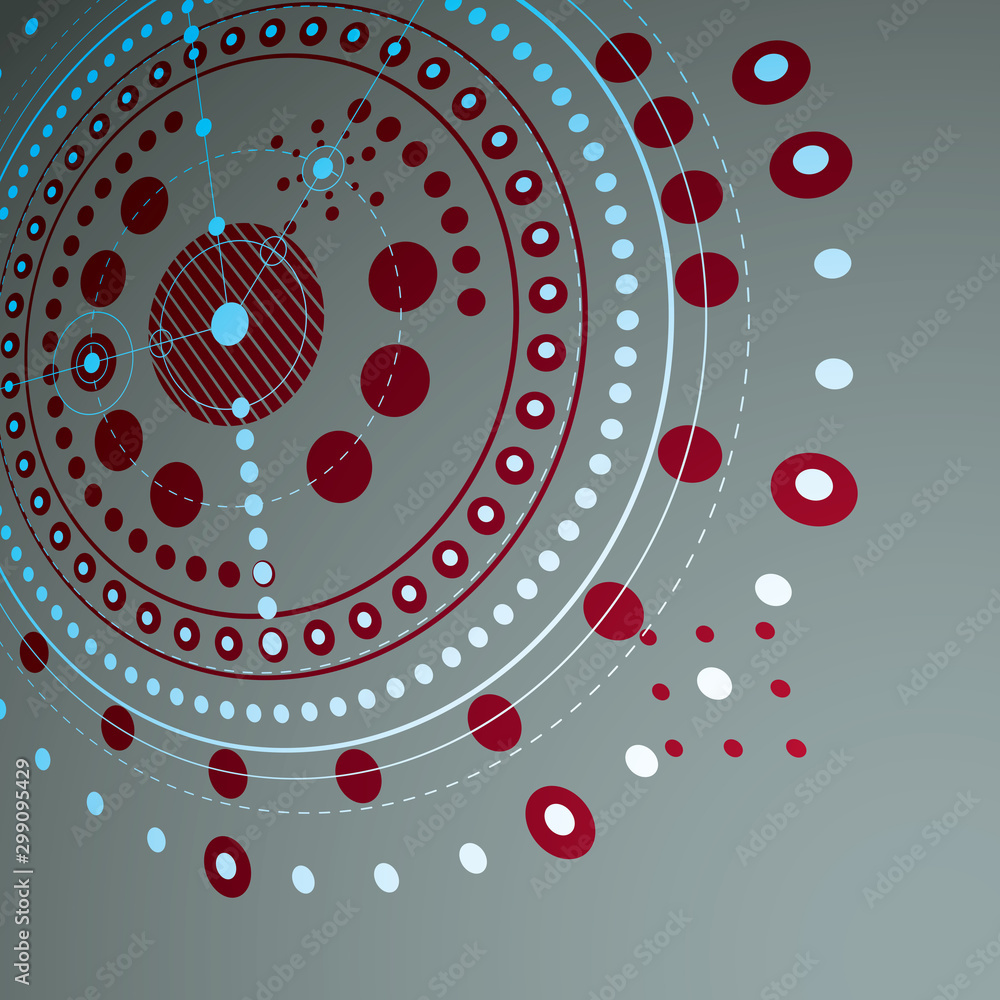 Poster technical drawing made using dashed lines and geometric circles. red perspective vector wallpaper cr