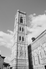 Florence cathedral. Black and white vintage style. 