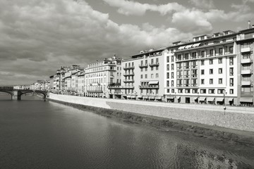 Fototapeta premium Italy - Florence. Black and white vintage style. 