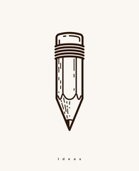 Pencil vector simple trendy logo or icon for designer or studio, creative design, education, science knowledge and research, linear style.
