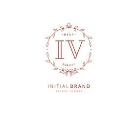 I V IV Beauty vector initial logo, handwriting logo of initial signature, wedding, fashion, jewerly, boutique, floral and botanical with creative template for any company or business.