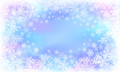 Fototapeta na wymiar 青系の雪片の降る背景