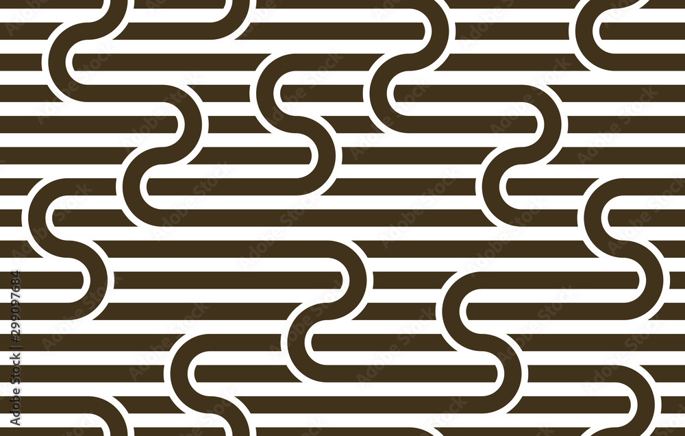 Poster linear seamless background with twisted lines, vector abstract geometric pattern, stripy weaving, op