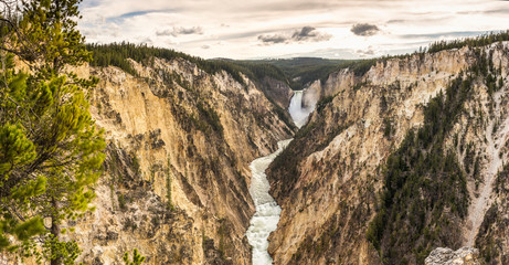 Yellowstone river and canyon landscape at Yellowstone National Park