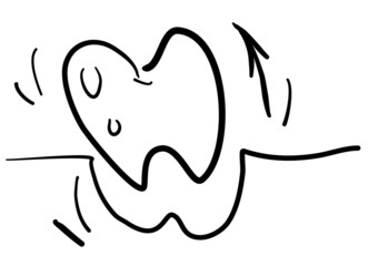Remove the tooth and pull out the tooth. Hand-drawn