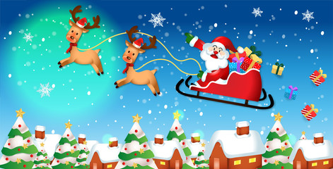 Naklejka premium Merry Christmas. Santa Claus cute cartoon for Christmas and New Year background. Vector illustration.