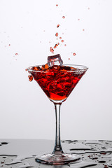 Glass of wine with ice.