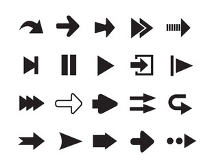 Arrows icons set of silhouettes