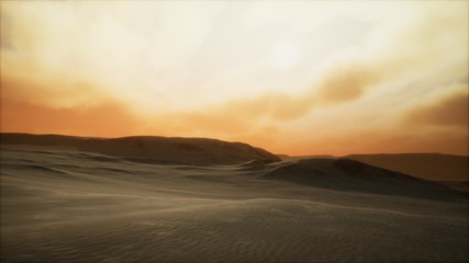 Fototapeta na wymiar 8K Desert sunset with bright color clouds