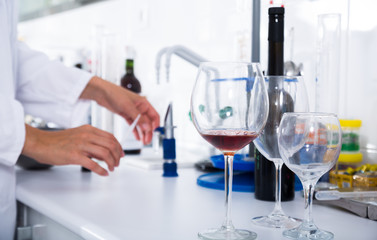 organoleptic characteristic for wine in laboratory of wunery of spain