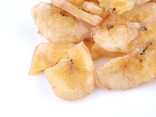 dry bananas on a white background