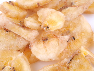 dry bananas on a white background