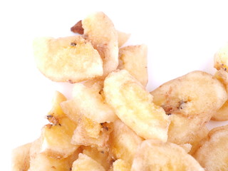 dry bananas on a white background