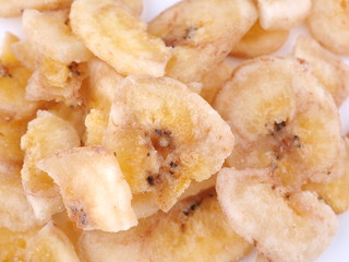 dry bananas on a white background