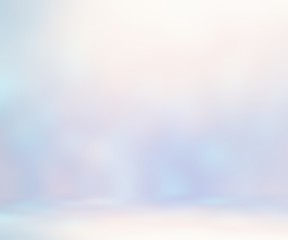 Room white blue glare empty background 3d. Snow wall blurred texture. Ice defocused image. Winter abstract illustration. New year decor.