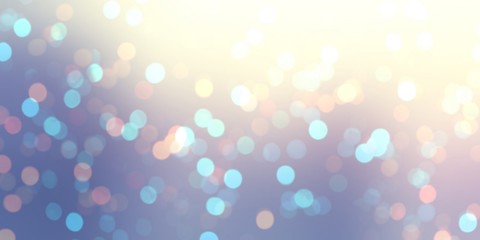 Golden and blue bokeh on silver empty banner. Retro festive glitter background. Vintage sparkling texture. New year style. Christmas trend. Confetti abstract illustration.