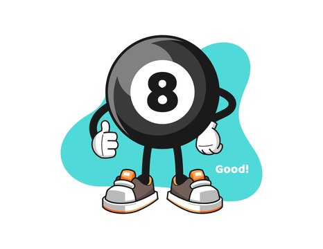 recommend clip art: Billiard ball number 8 thumbs up cartoon. Mascot Character vector.