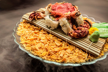 Cornflakes Sushi roll with big Crab