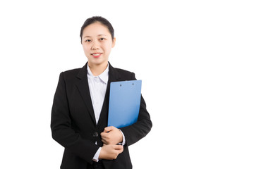 Business woman hold with folder