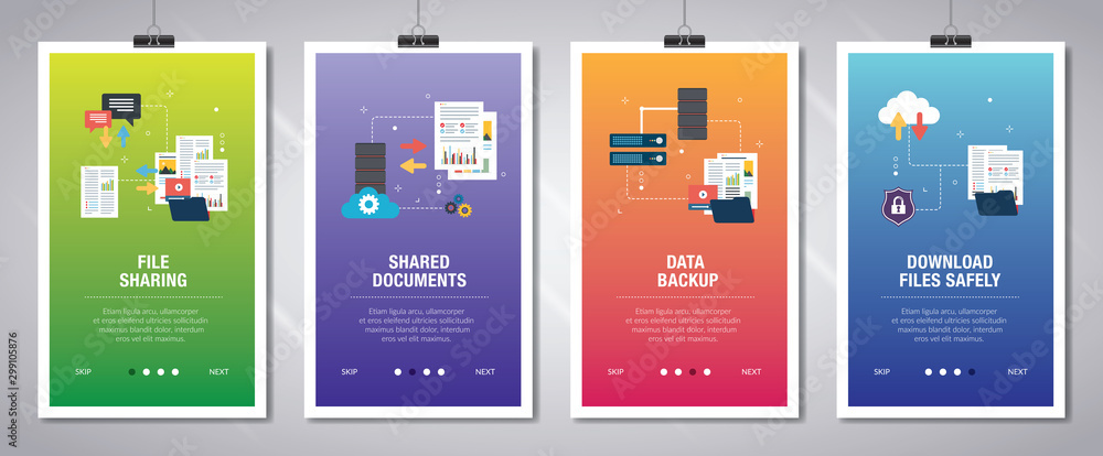 Poster internet banner set of technology and computers icons.