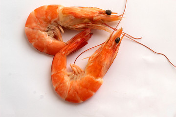 boiled shrimp isolated on white background