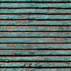 Seamless texture of old shabby weathered louvers (persiennes) with cracked blue paint. Marina di Pisa. Italy.