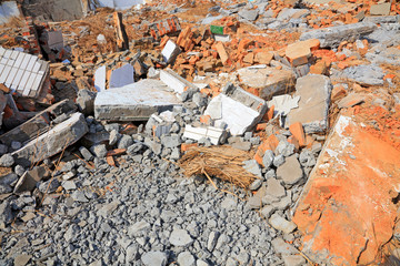 Crushed concrete blocks