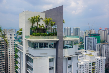 Tropical island on one of the skyscrapers of Kuala Lumpur