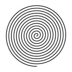 Thin black spiral symbol. Simple flat vector design element.