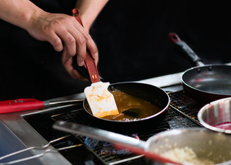 Chef cooking food in the kitchen, Chef preparing food
