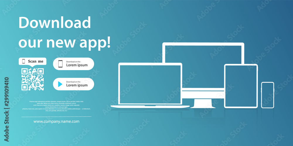 Poster download page of the mobile app. simple blank banner for your application on the screen of a smartph