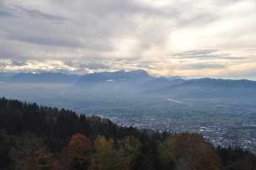 Naklejka na ściany i meble the Alps and the Rhine valley seen from the Pfänder, Voralberg, Austria