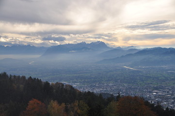 the Alps and the Rhine valley seen from the Pfänder, Voralberg, Austria