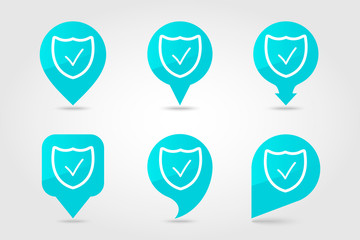 Best protection shield outline pin map icon