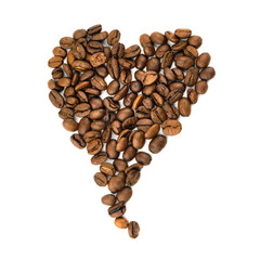 Heart symbol with coffee beans