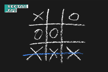Chalk game TIC TAC toe. Vector effect of chalk or coal. The object on an isolated background.