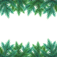 Fototapeta na wymiar A realistic, detailed New Year's garland made of pine tree branches to create postcards, banners for the site. Realistic xmas decoration elements.